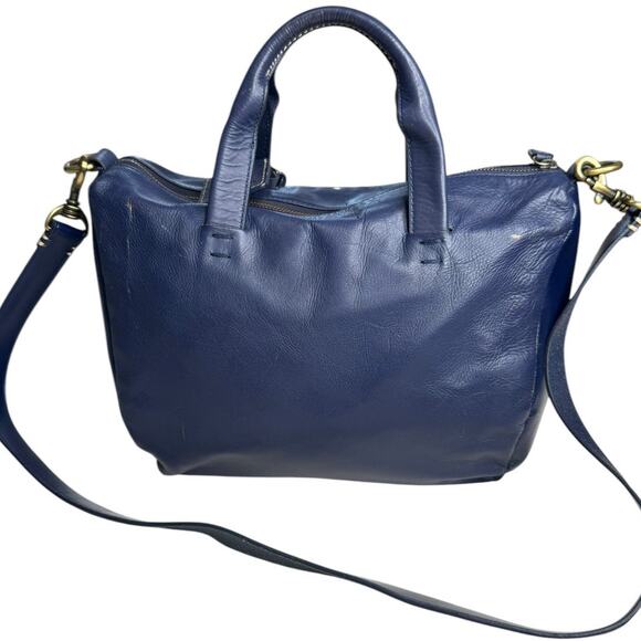 Anthropologie Kelsi Dagger Brooklyn Wythe Indigo Leather Satchel‎ Navy Blue Bag - Picture 2 of 12